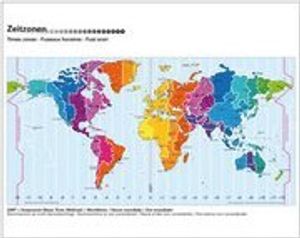 Times Zones Map Kümmerly + Frey  Världskarta med tidszoner