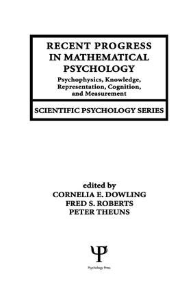 Recent Progress in Mathematical Psychology | 1:a upplagan