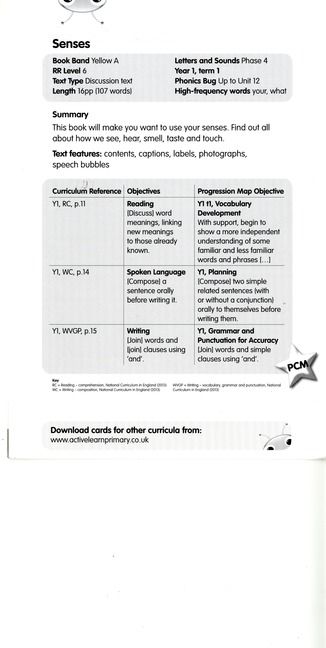 Bug Club Yellow A Senses Guided Reading Card | 0:e upplagan