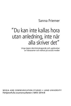 ”Du kan inte kallas hora utan anledning, inte när alla skriver det” | 0:e upplagan