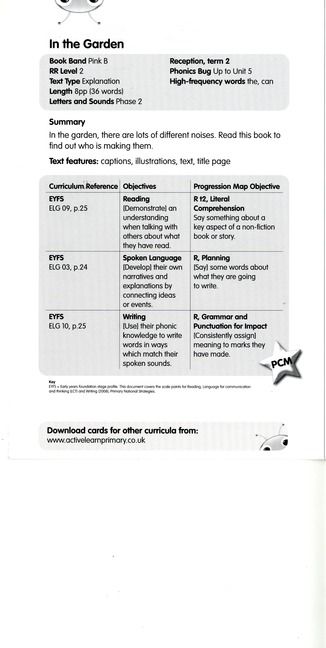 Bug Club Pink B In the Garden Guided Reading Card | 0:e upplagan