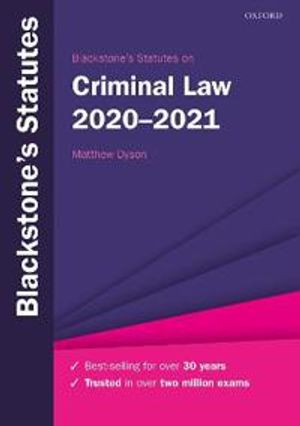 Blackstone's Statutes on Criminal Law 2020-2021