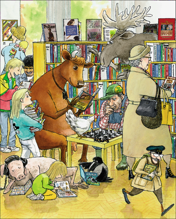 Språk- och mattelekar med Mamma Mu 6 st storbilder på affischer i färg (60x | 1:a upplagan