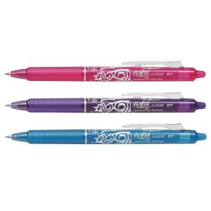 Bläckpenna - Pilot Frixion Clicker, 3-Pack. (rosa/ljusblå/violett)