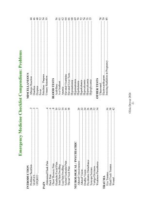 Emergency Medicine Checklist Compendium