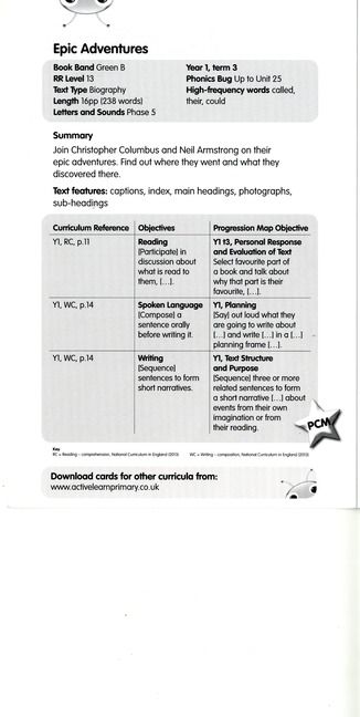 Bug Club Green B Epic Adventures Guided Reading Card | 0:e upplagan