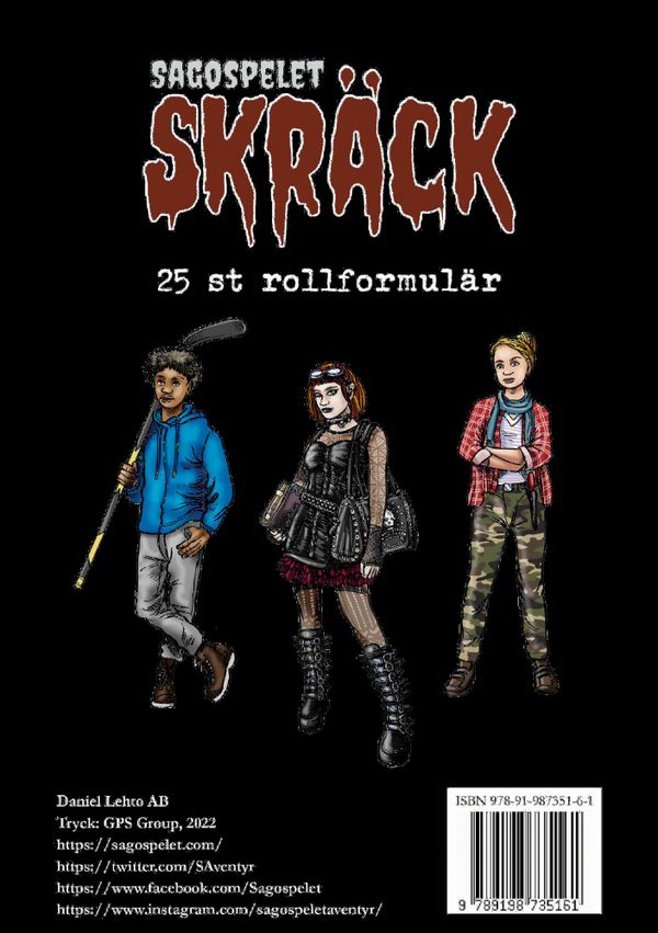 Sagospelet Skräck: rollformulär | 1:a upplagan