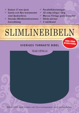 Slimline Bibeln blå cabraskinn med apokryferna | 1:a upplagan