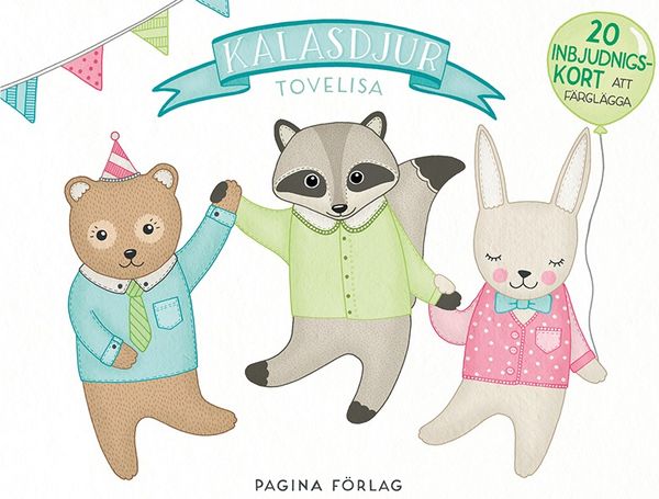 Kalasdjur - 20 inbjudningskort att färglägga | 1:a upplagan