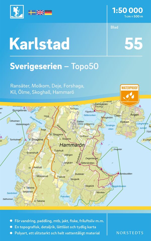 55 Karlstad Sverigeserien Topo50 : Skala 1:50 000 | 1:a upplagan