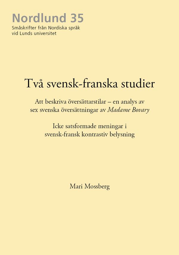 Två svensk-franska studier | 0:e upplagan