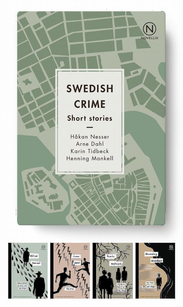Box with four Swedish Crime Stories
