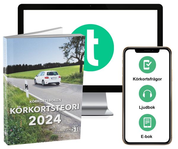 Körkortsboken Körkortsteori 2024 (bok + digitalt teoripaket med körkortsfrågor, övningar, ljudbok & ebok) | 1:a upplagan