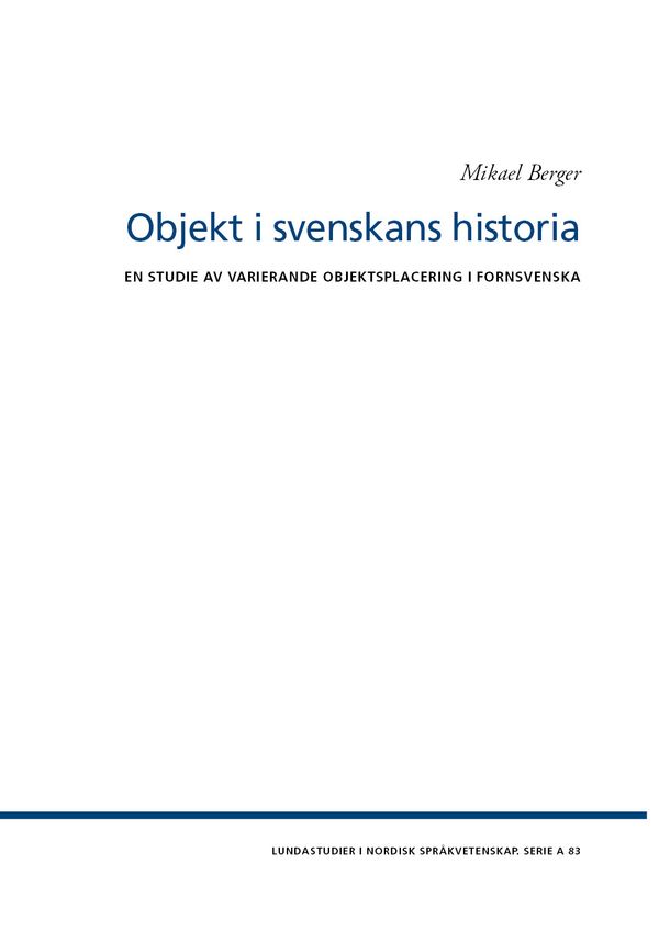 Objekt i svenskans historia | 0:e upplagan
