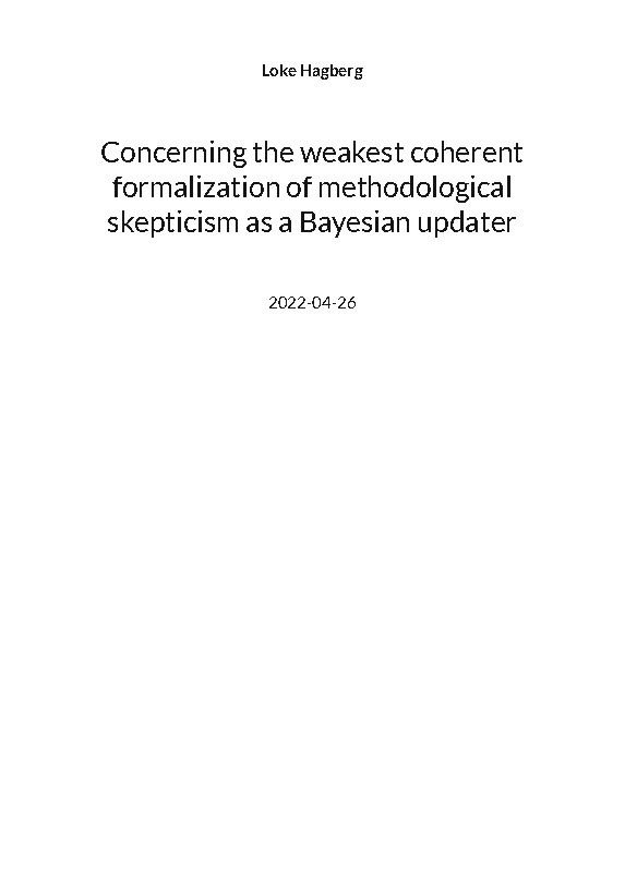 Concerning the weakest coherent formalization of methodological skepticism | 1:a upplagan