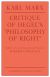 Critique of Hegel's 'Philosophy Of Right'