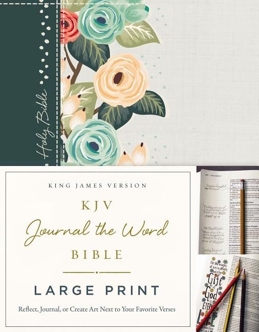 Kjv, journal the word bible, large print, cloth over board, green floral, r | 0:e upplagan
