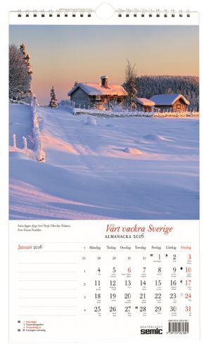 Vårt vackra Sverige almanacka 2016