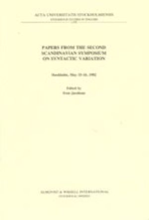 Papers from the Second Scandinavian symposium on syntactic variation Stockholm, May 15-16, 1982