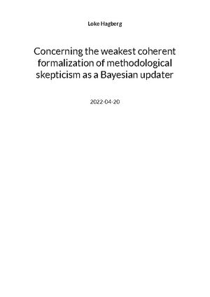 Concerning the weakest coherent formalization of methodological skepticism | 1:a upplagan